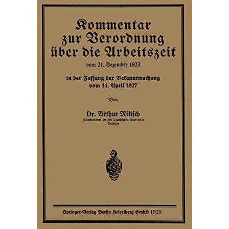 Kommentar zur Verordnung ?ber die Arbeitszeit [Paperback]