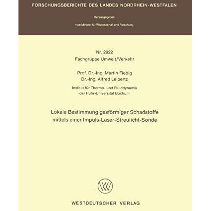 Lokale Bestimmung gasf?rmiger Schadstoffe mittels einer Impuls-Laser-Streulicht- [Paperback]