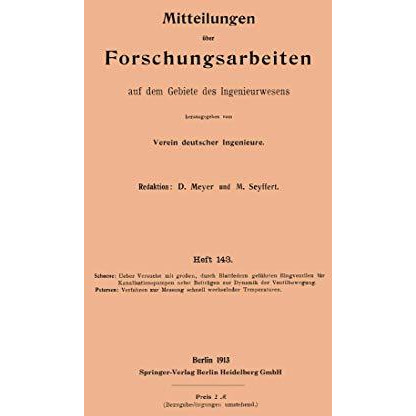 Mitteilungen ?ber Forschungsarbeiten auf dem Gebiete des Ingenieurwesens [Paperback]