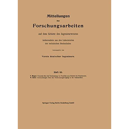 Mittteilungen ?ber Forschungsarbeiten auf dem Gebiete des Ingenieurwesens: insbe [Paperback]