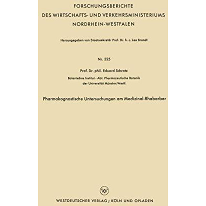 Pharmakognostische Untersuchungen am Medizinal-Rhabarber [Paperback]