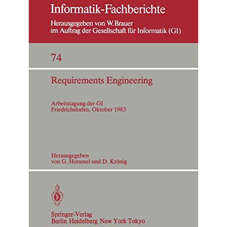 Requirements Engineering: Arbeitstagung der GI, Friedrichshafen, 1214 Oktober 1 [Paperback]