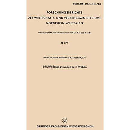 Schu?fadenspannungen beim Weben [Paperback]