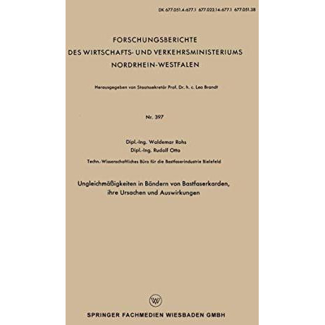 Ungleichm??igkeiten in B?ndern von Bastfaserkarden, ihre Ursachen und Auswirkung [Paperback]