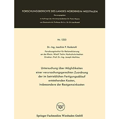 Untersuchung ?ber M?glichkeiten einer verursachungsgerechten Zuordnung der im be [Paperback]