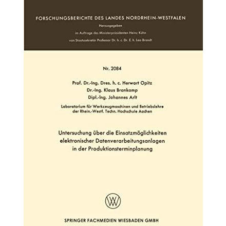 Untersuchung ?ber die Einsatzm?glichkeiten elektronischer Datenverarbeitungsanla [Paperback]