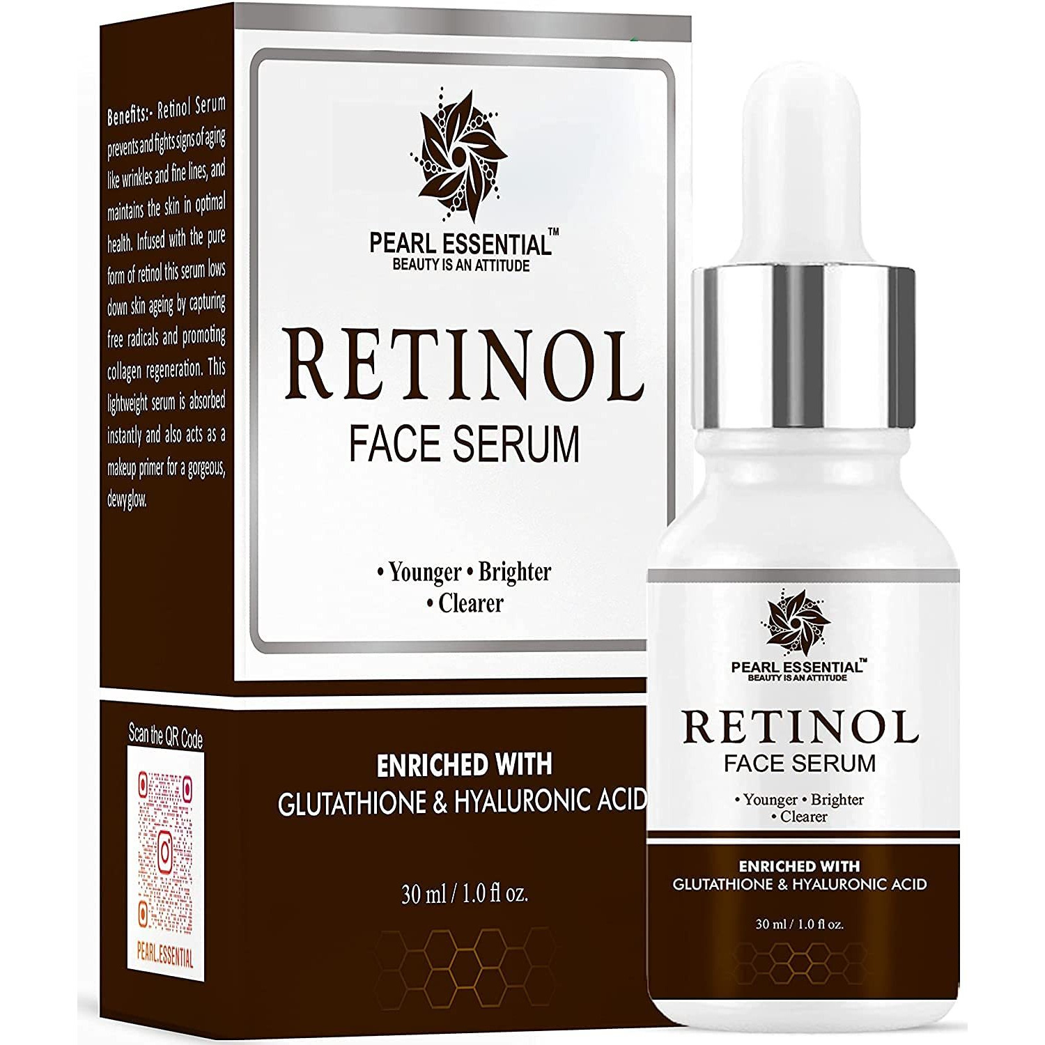 Buy Online Pearl Essential Retinol Face Serum With Glutathione And Hyaluronic Acid For Anti Ageing 