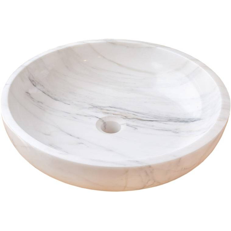 White Marble Counter Top Washbasin / Countertop round natural stone washbasin / Marble counter Basin / Vanity Sink / Marble Round Vessel Sink Polished