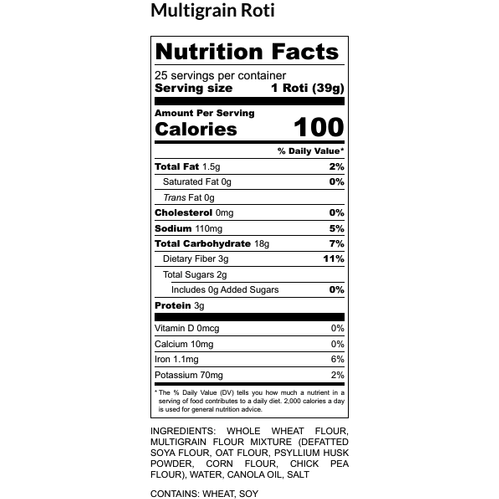 9 Grain Roti - 25 Rotis