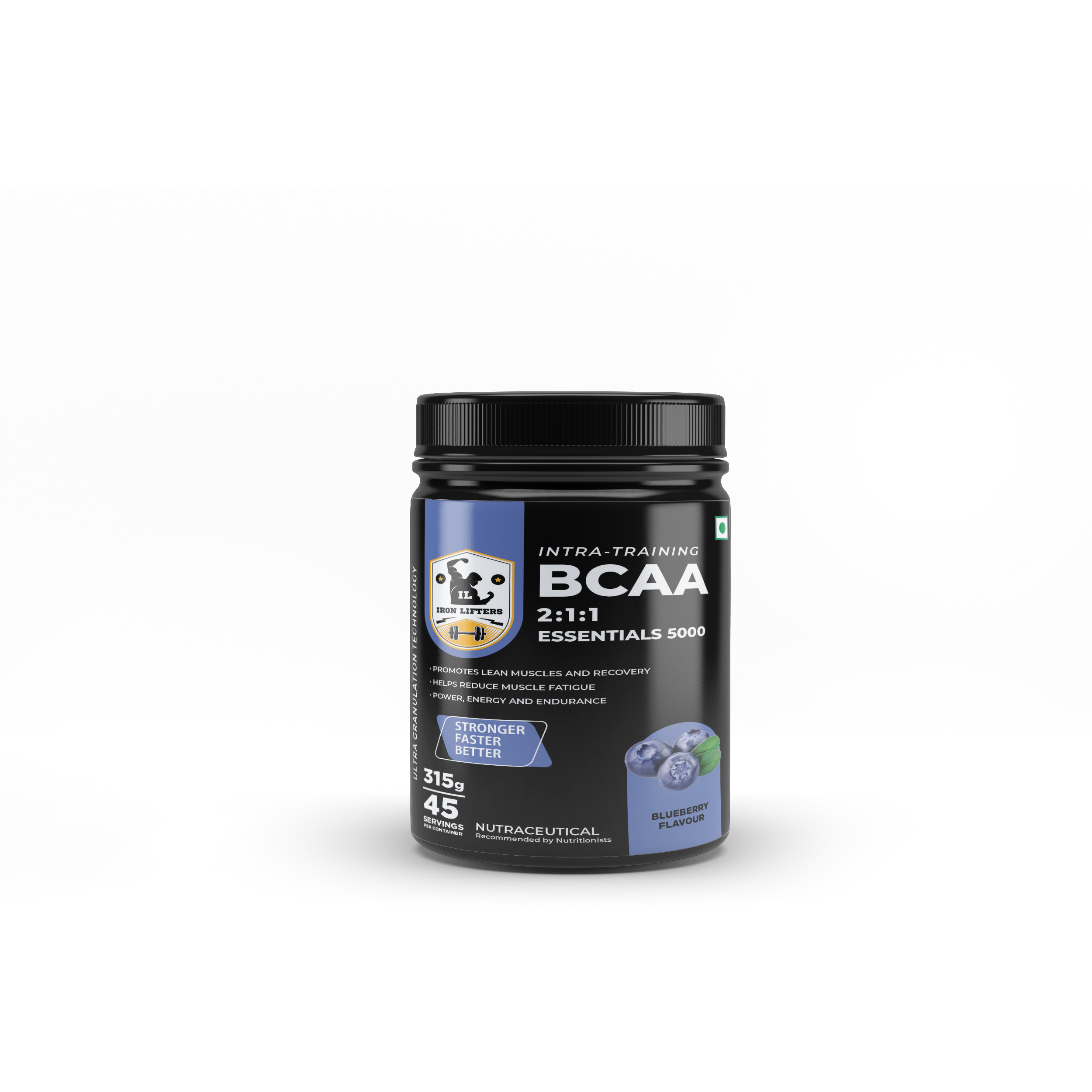 IRON LIFTERS BCAA Essentials Supplement Blueberry Flavor (45 Servings, 315 gm)