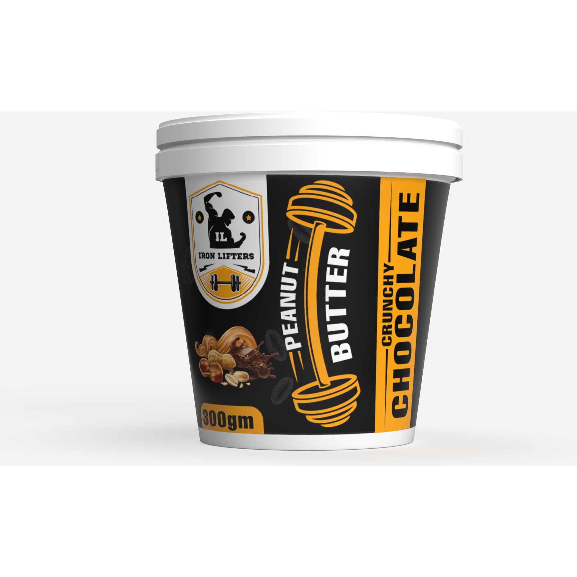 IRON LIFTERS High Protein Roasted Peanuts Butter Super Crunchy with Chocolate Sweetened Flavor | No Added Sugar, Salt, or Hydrogenated Oils | 300 gm (Size 300 gm, Flavor Chocolate Crunchy 300gm)