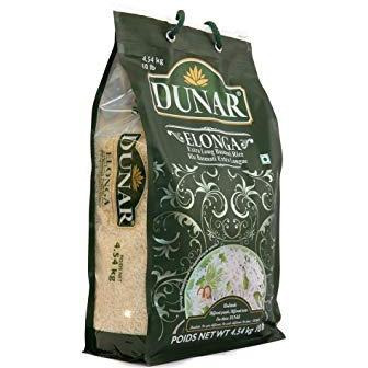 Dunar Elonga Extra Long Basmati Rice - 10 Lb (4.5 Kg)