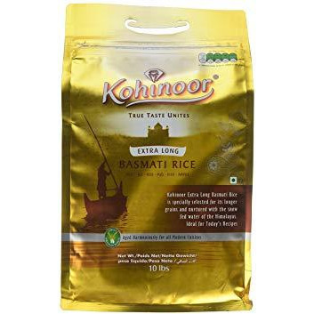 Case of 4 - Kohinoor Extra Long Basmati Rice - 10 Lb (4.5 Kg)