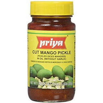 Case of 24 - Priya Cut Mango Pickle Without Garlic - 300 Gm (10.6 Oz) [50% Off]