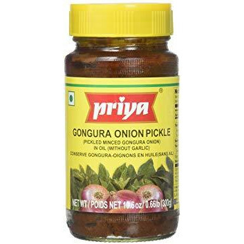 Case of 24 - Priya Gongura Onion Pickle Without Garlic - 300 Gm (10.58 Oz)
