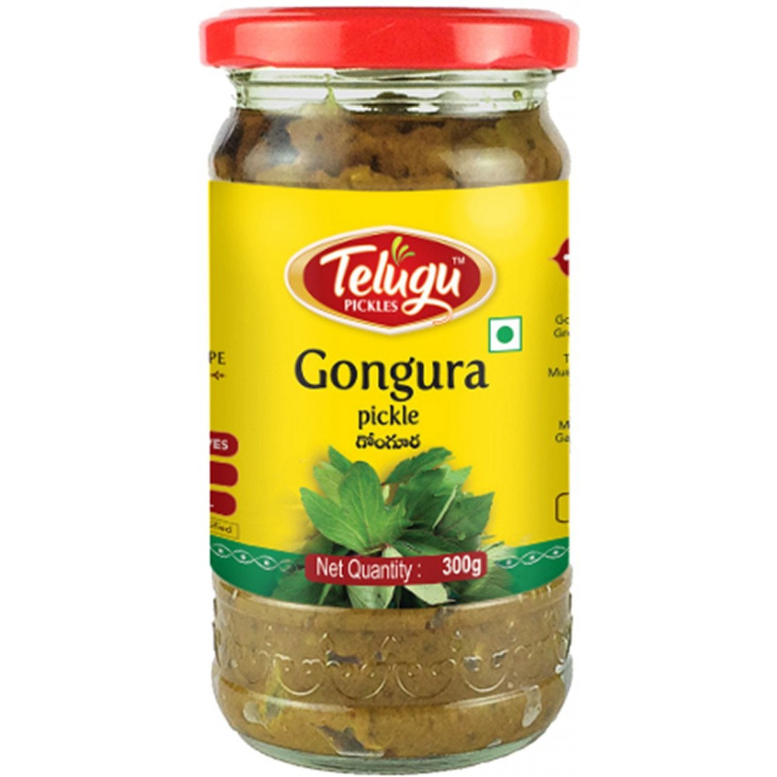 Case of 12 - Telugu Gongura Pickle With Garlic- 300 Gm (10 Oz)