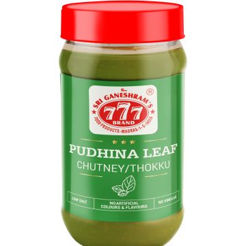 Case of 12 - 777 Pudhina Leaf Chutney/Thokku - 300 Gm (10.5 Oz)