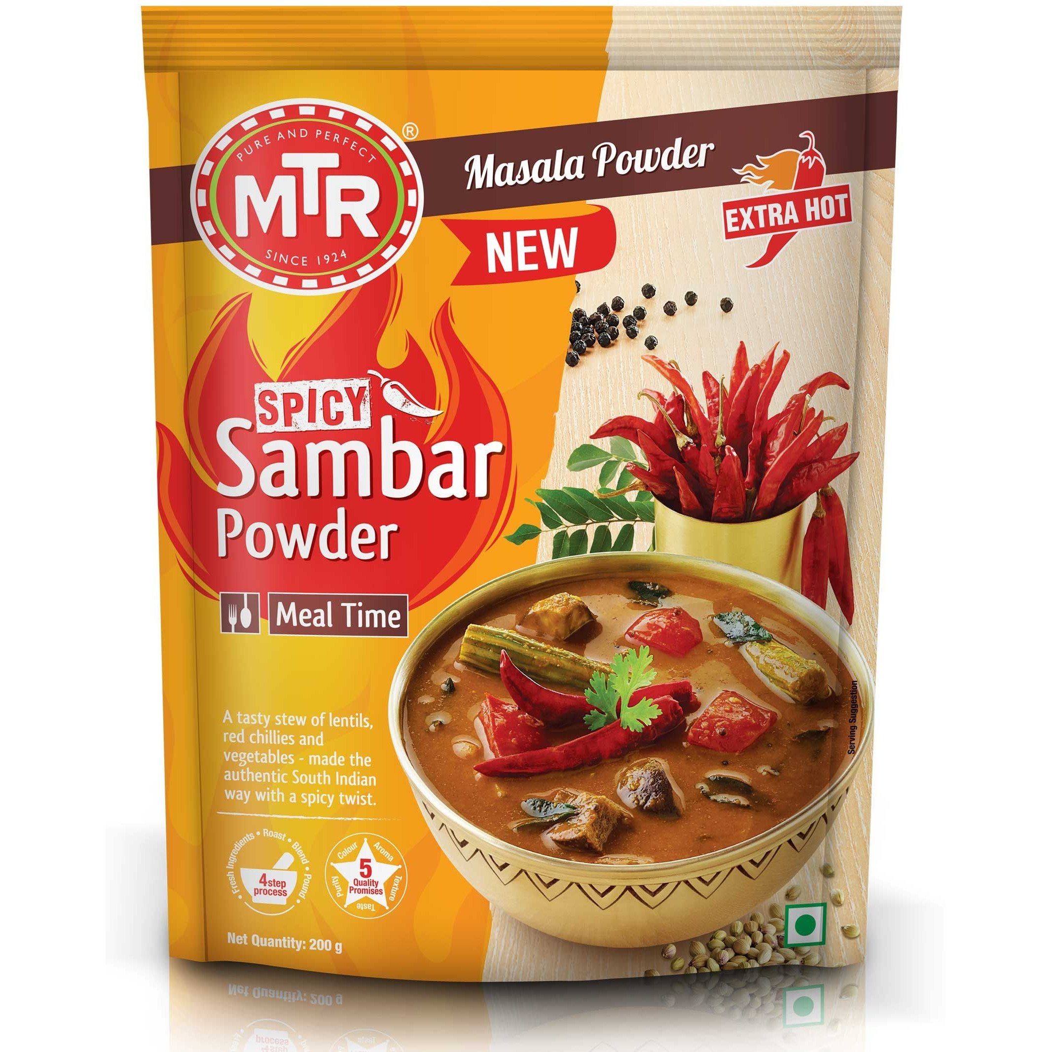 Case of 36 - Mtr Spicy Sambar Powder Extra Hot - 100 Gm (3.5 Oz)