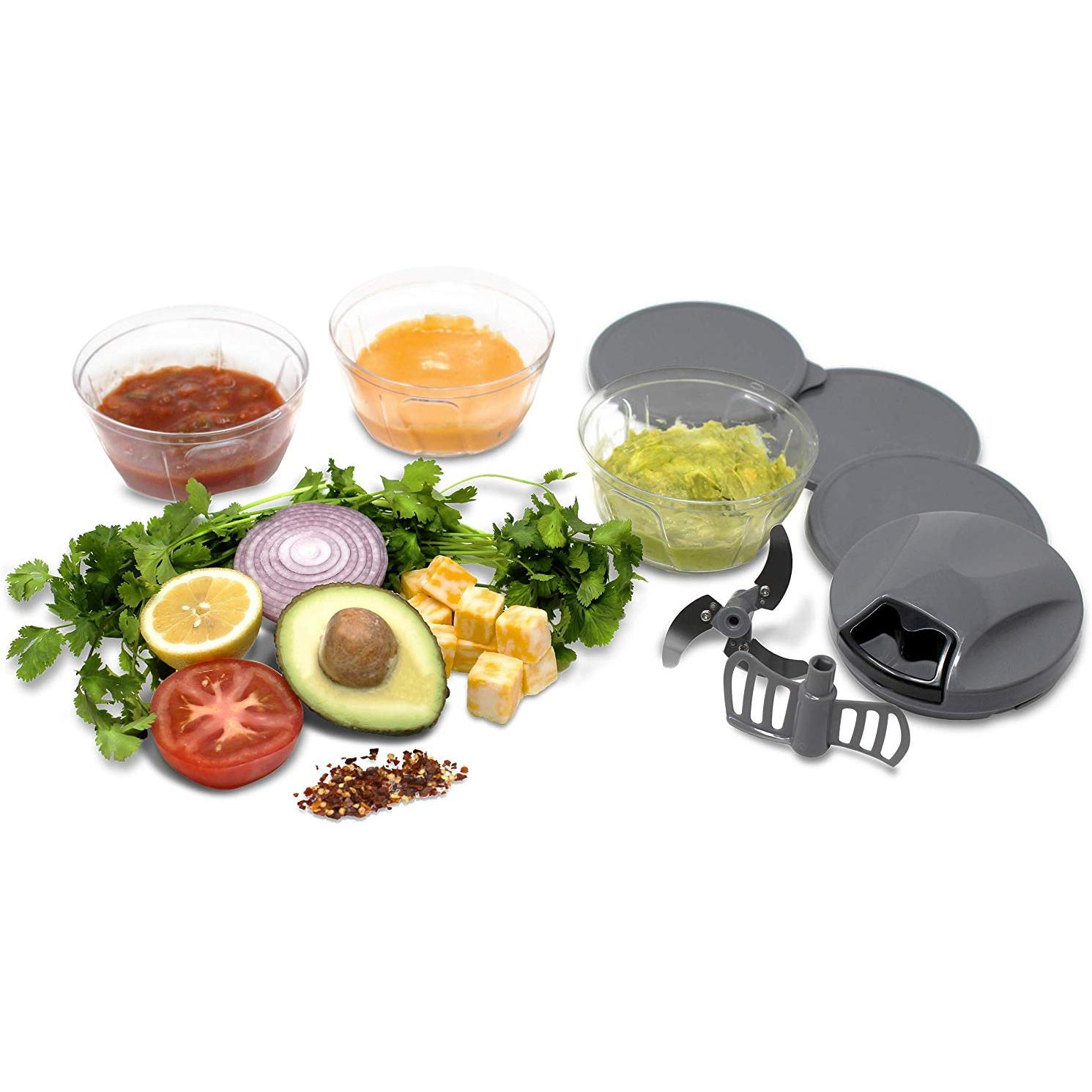 Tribowl Apache, Manual Pull Cord Food Chopper-blender, 3 bowls and lids 2  cup