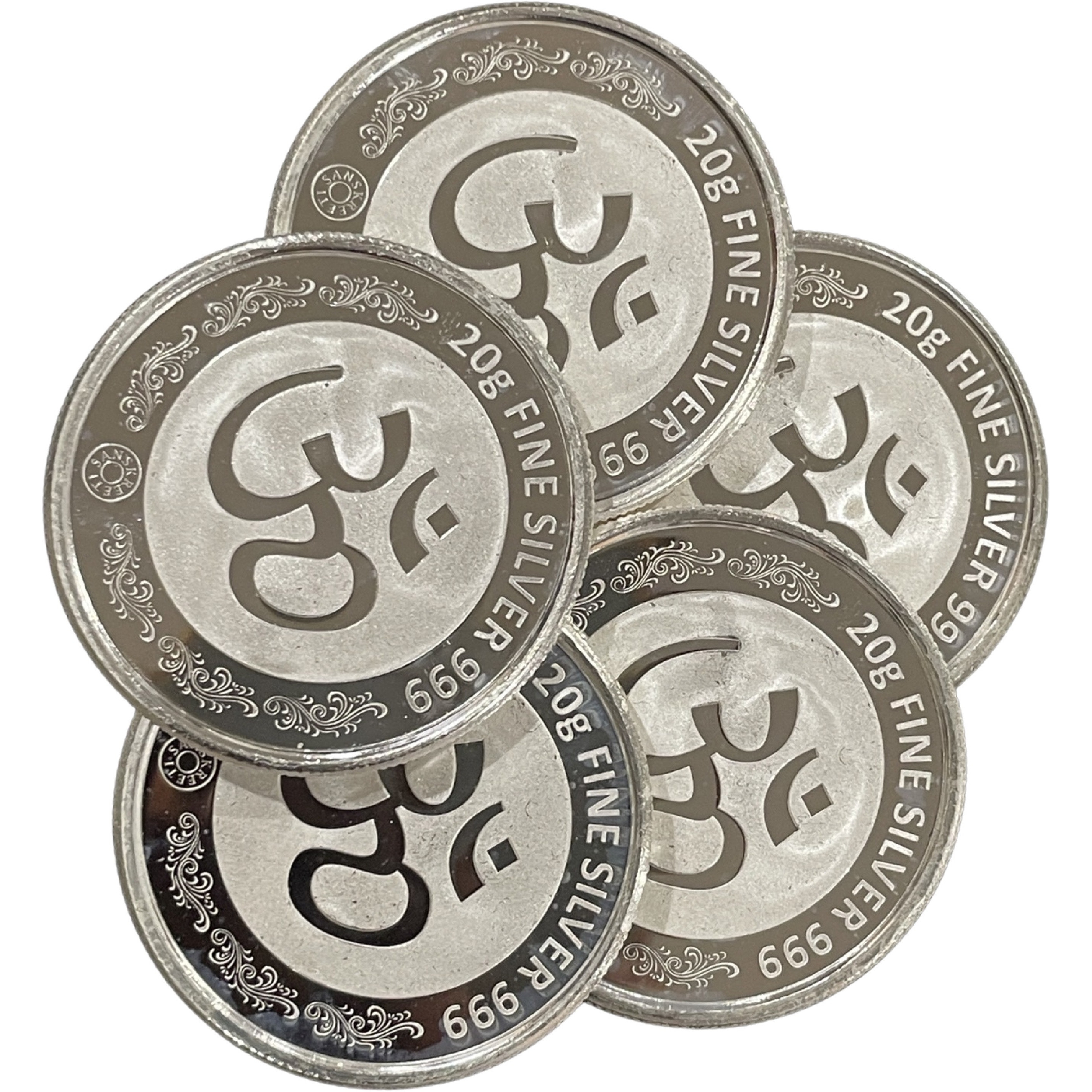 Ganesha Lakshmi/Laxmi Pure Silver (999) 20 Gram Coin (Set of Five Coin)