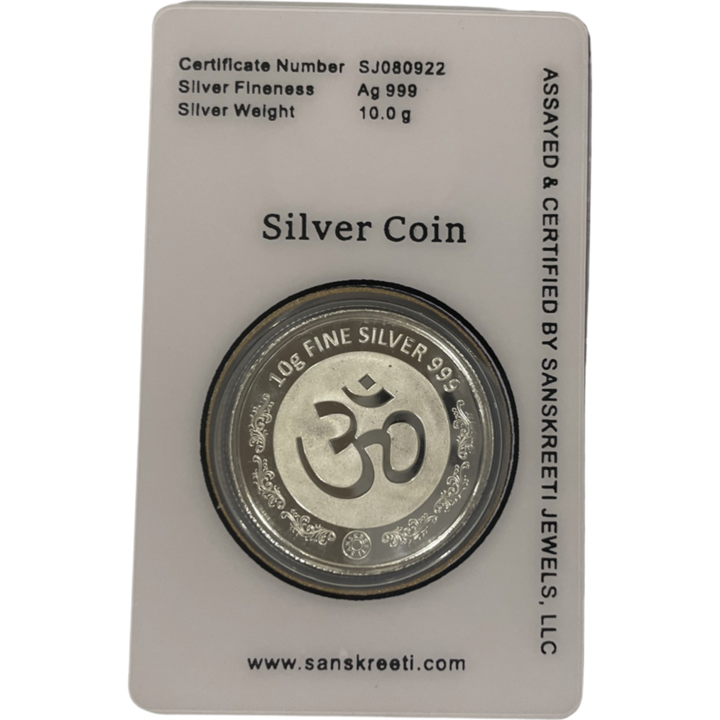 999 Pure Silver Ganesha Lakshmi / Laxmi Ten Grams Sealed Coin