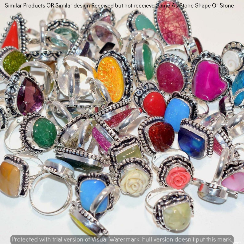 Coral & Mixed 25 Piece Wholesale Ring Lots 925 Sterling Silver Ring NRL-2290