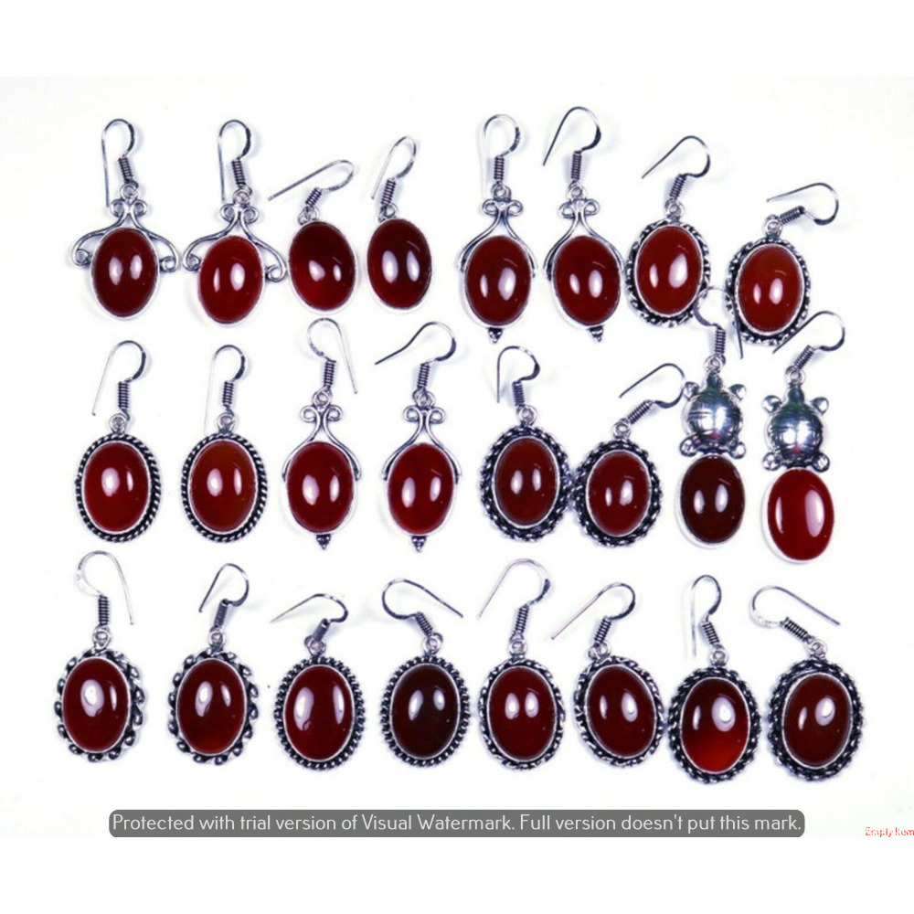 Red Onyx 15 Pair Wholesale Lot 925 Sterling Silver Earring NLE-868