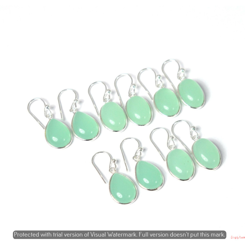 Chalcedony 1 Pair Wholesale Lot 925 Sterling Silver Earring NLE-2989