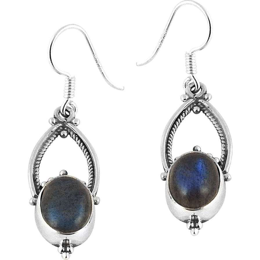 New Faceted!! 925 Silver Labradorite Earrings