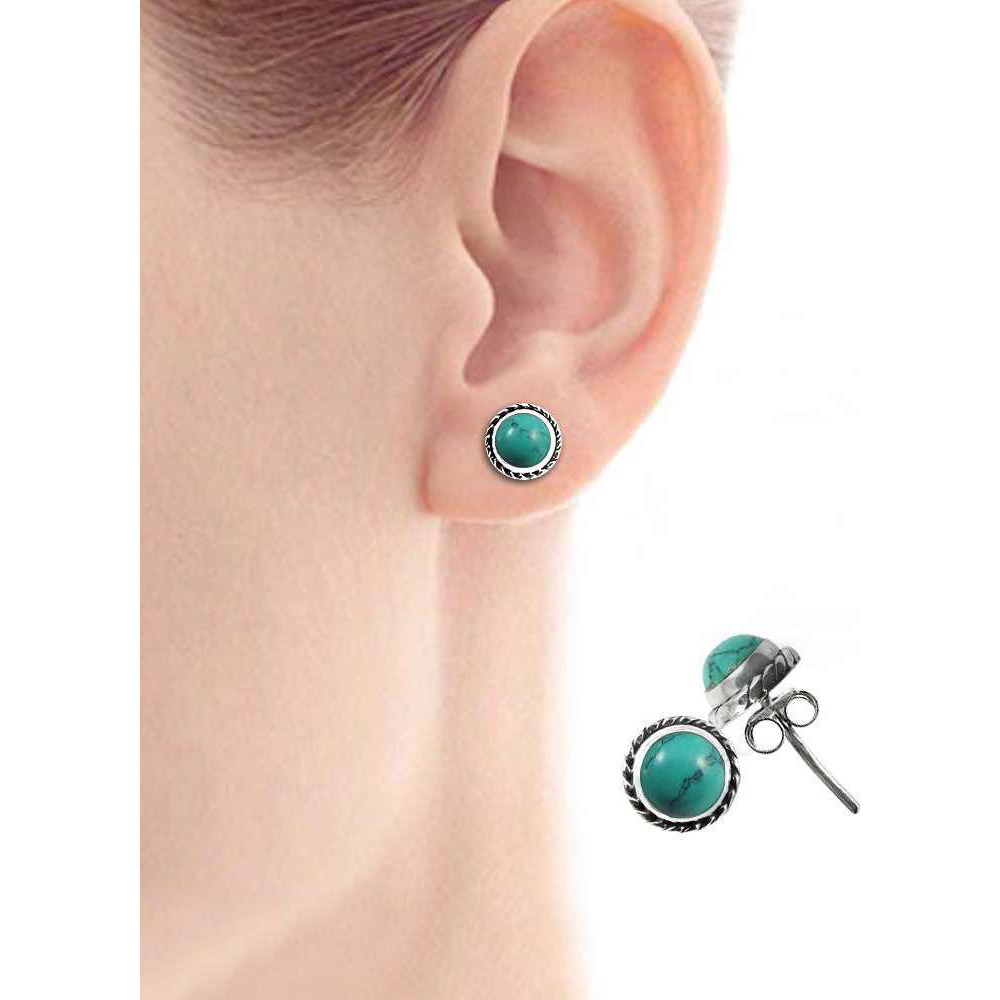 Awesome !! 925 Sterling Silver Turquoise Stud Earrings