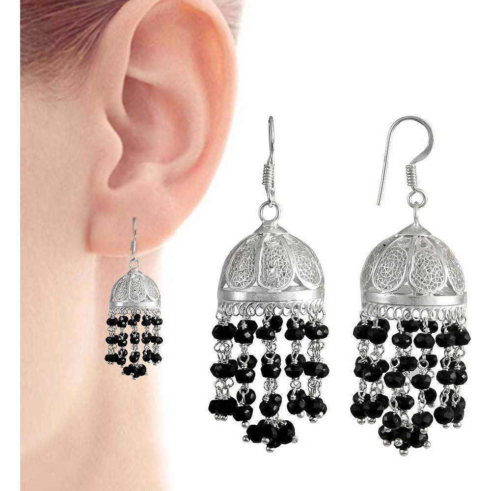 New Style Of !! 925 Sterling Silver Black Onyx Jhumki