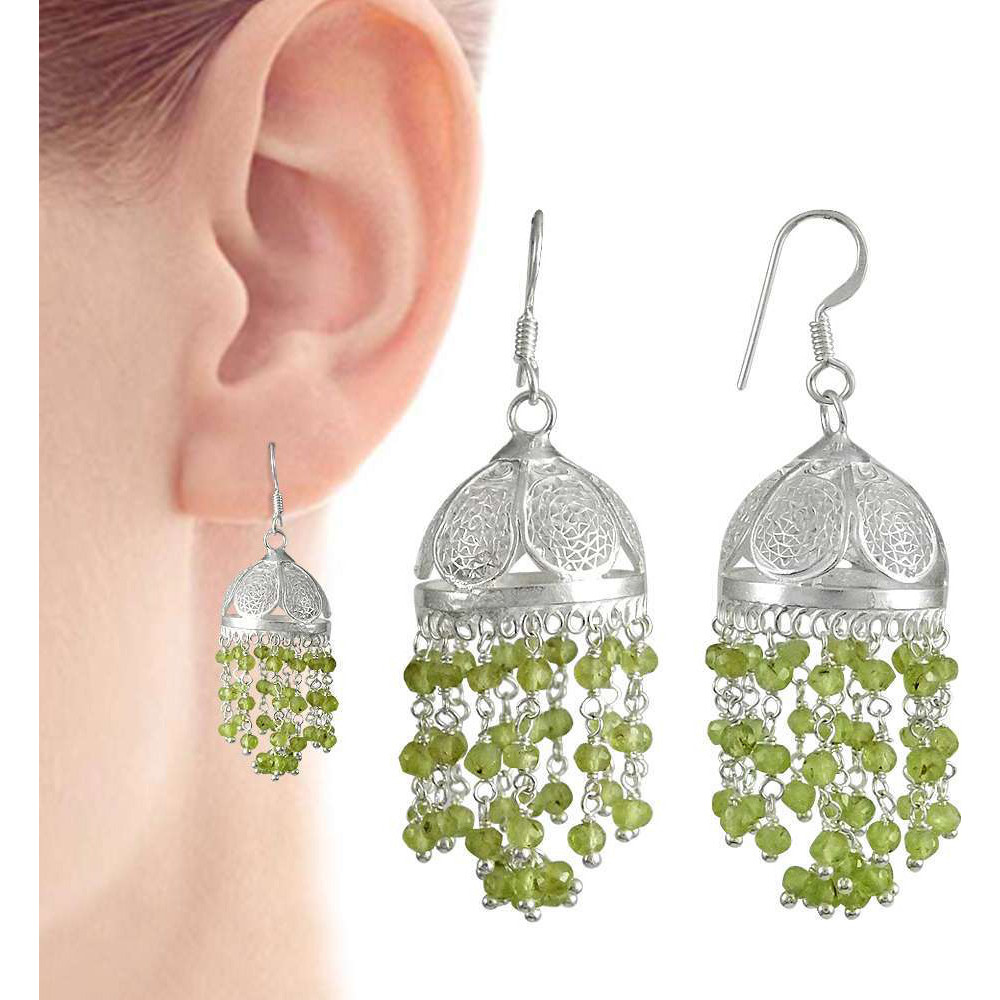 New Faceted !! 925 Sterling Silver Prehnite Jhumki