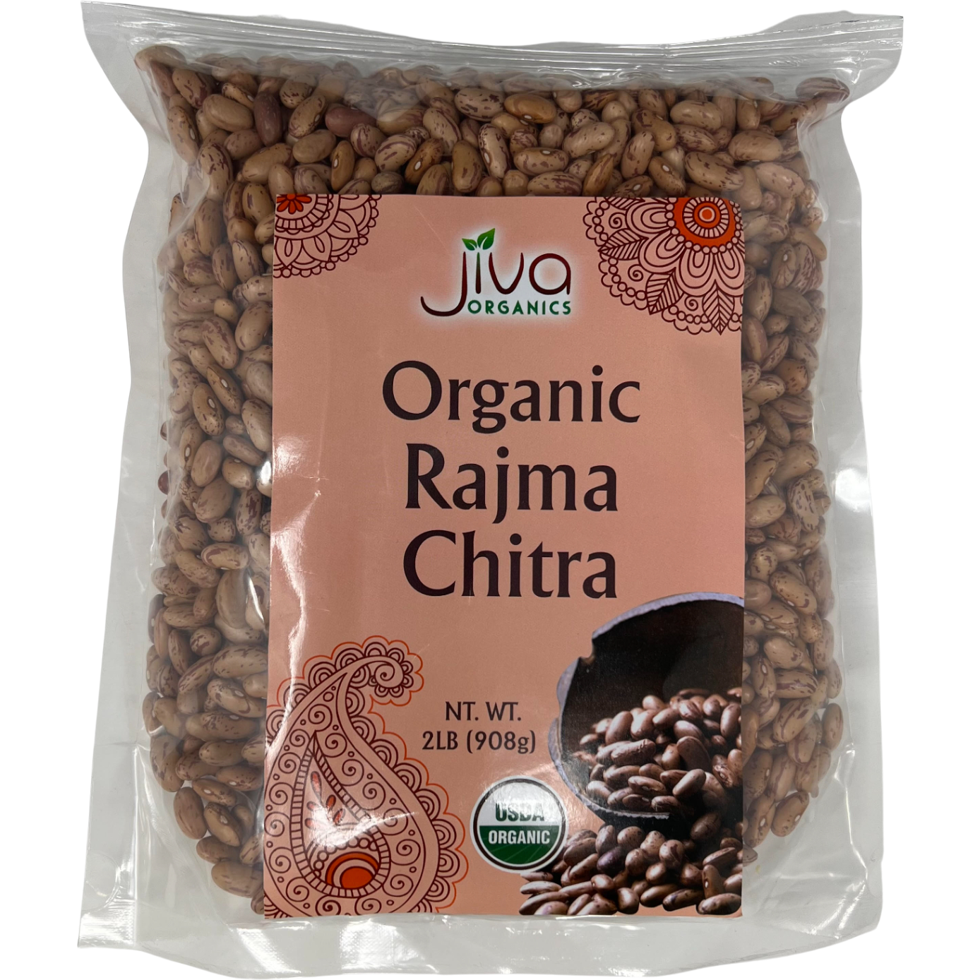 Case of 12 - Jiva Organics Organic Rajma Chitra - 2 Lb (908 Gm)