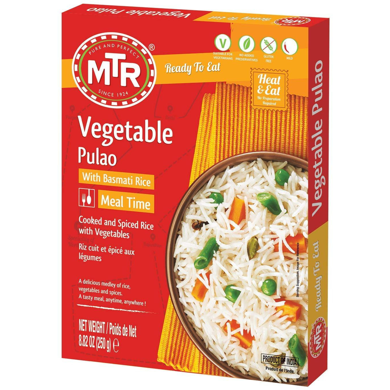 Case of 20 - Mtr Ready To Eat Vegetable Pulao - 250 Gm (8.8 Oz)