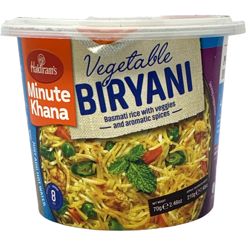 Case of 24 - Haldiram's Minute Khana Vegetable Biryani Cup - 70 Gm (2.46 Oz)