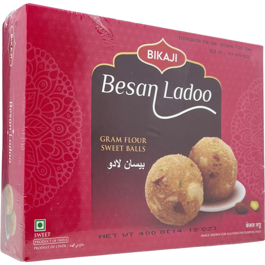 Case of 20 - Bikaji Besan Ladoo Desi Ghee - 400 Gm (14.1 Oz)