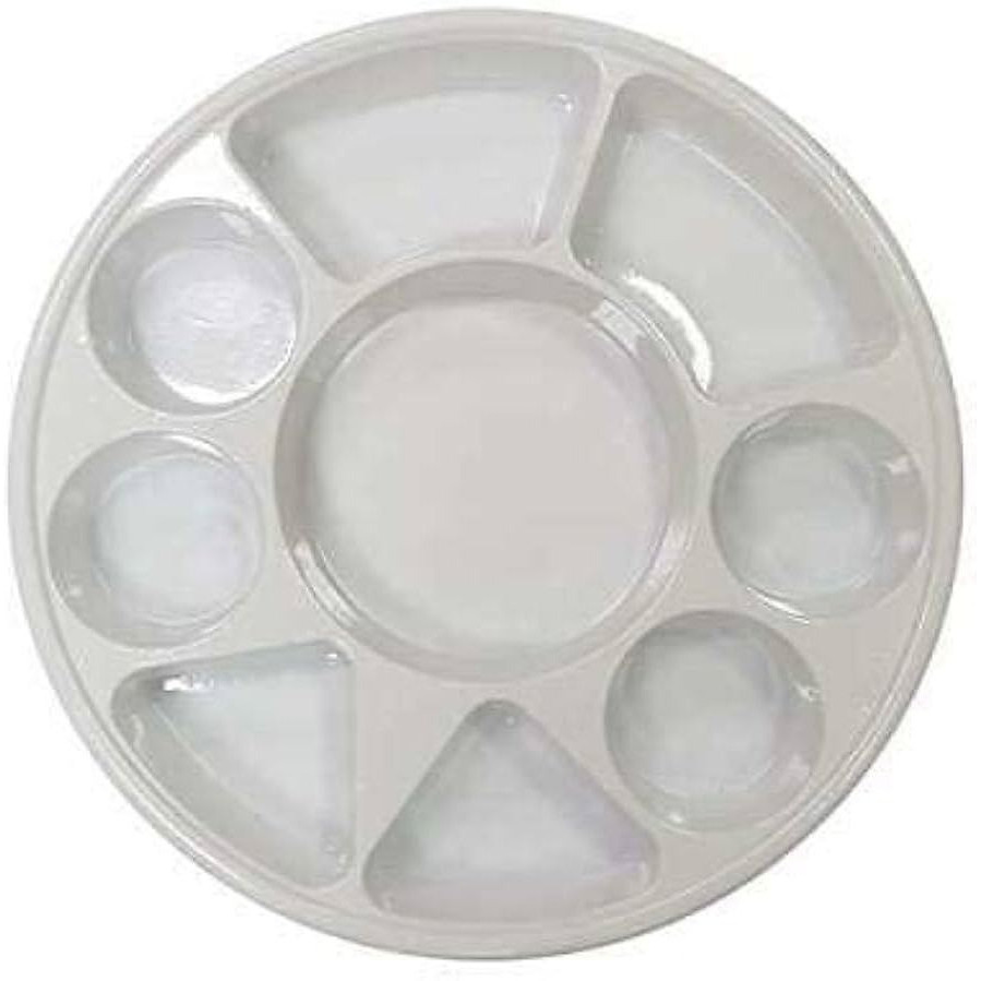 Case of 8 - Plastic 9 Compartment Round Plates - 25 Ct