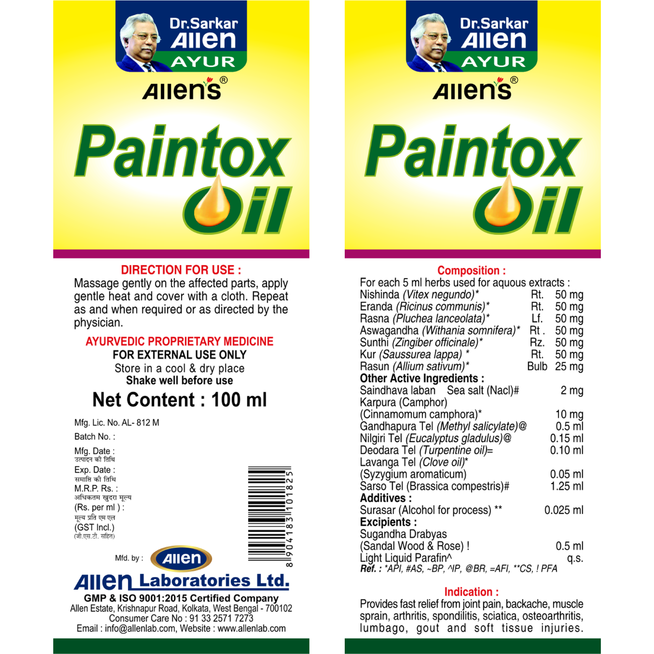 Allen Laboratories Paintox Oil 100 ml