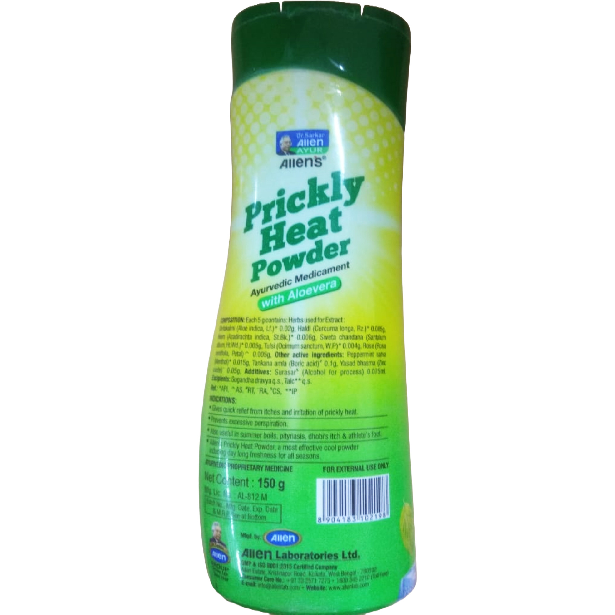 Allen Laboratories Prickly Heat Powder With Aloevera Lime Fresh (Pack Of 2) 150 gm