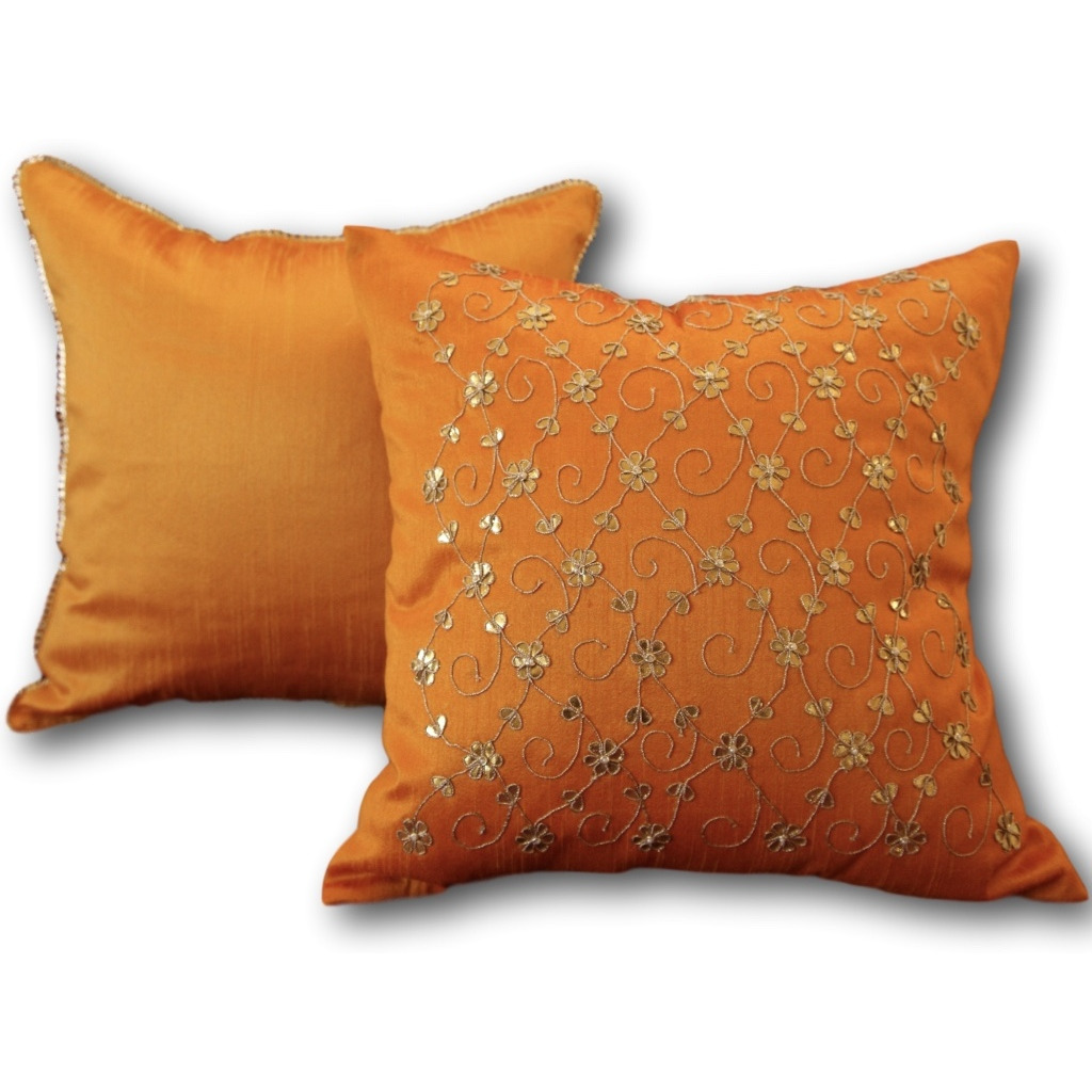 Hand Embroidered Pillow Cover - 16  x16   -