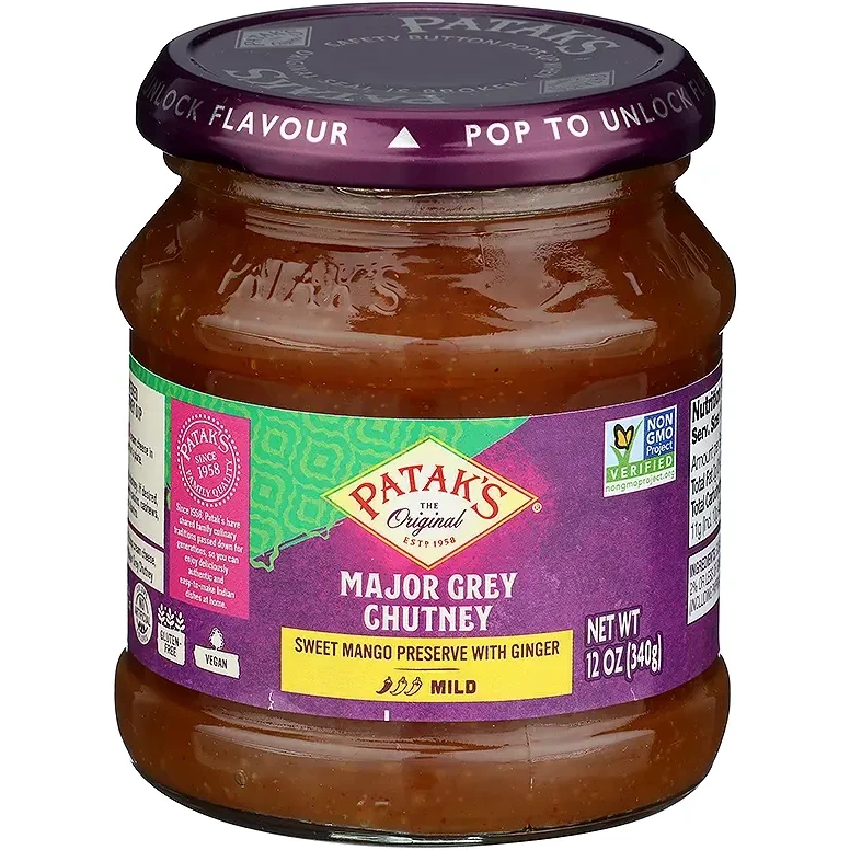 Patak's Major Grey Mango Chutney (Mild) (12 oz bottle)