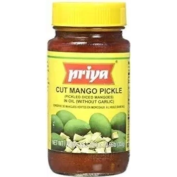 Priya Cut Mango Pickle ithout Garlic (300 gm bottle)