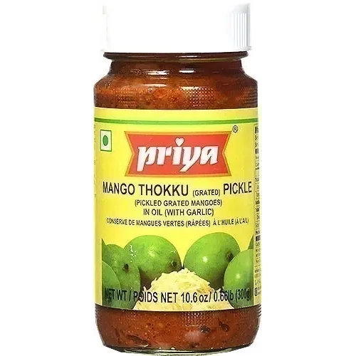 Priya Thokku (Shredded) Mango Pickle ith Garlic (300 gm bottle)