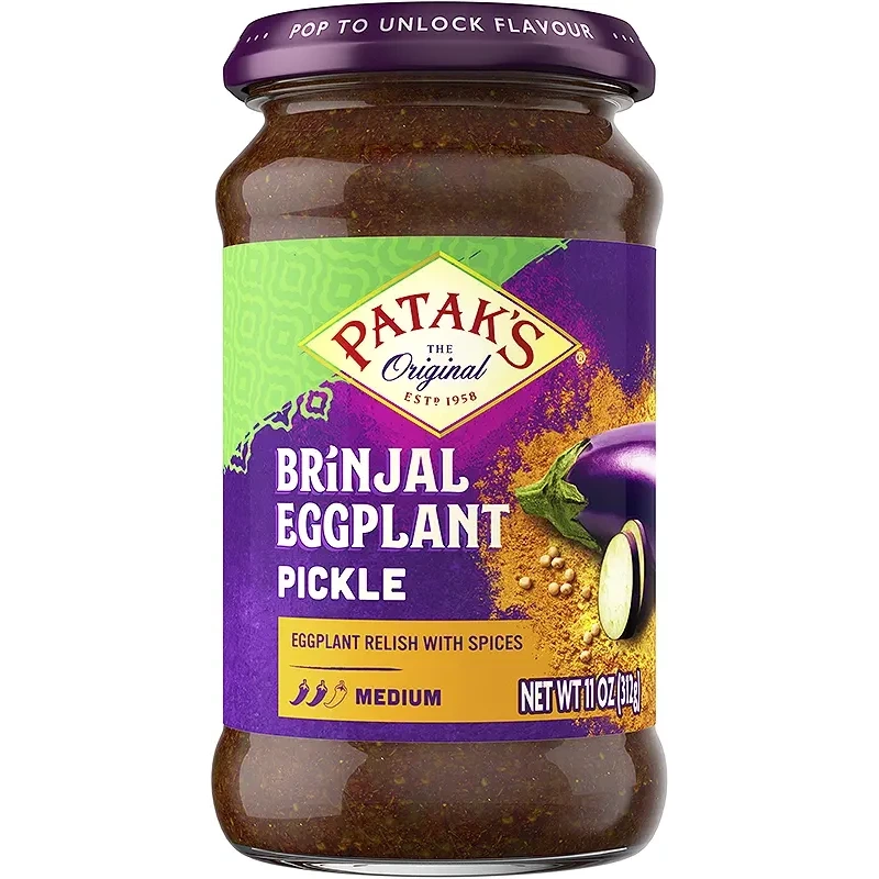 Patak's Brinjal (Eggplant) Pickle / Relish (11 oz bottle)