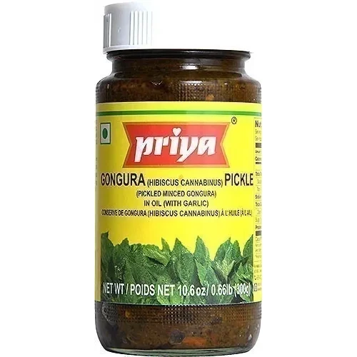 Priya Gongura Pickle with Garlic (300 gm bottle)