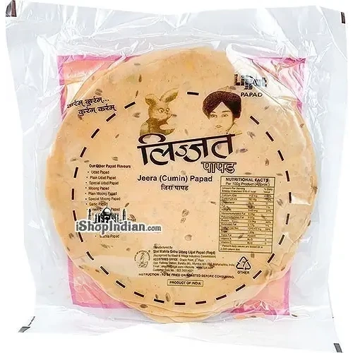 Lijjat Cumin (Jeera) Papad (7 Oz Pack)