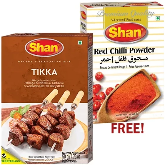 Shan Tikka Mix + Red Chilli Poder FREE (Limit 3) (50 gm box)