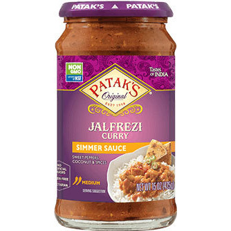 Patak's Jalfrezi Curry Simmer Sauce (Sweet Peppers & Coconut - Medium) (15 oz bottle)