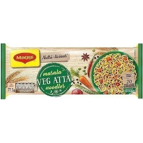 Maggi Vegetable Atta (hole heat) Noodles - Masala - Quad (10 oz pack)