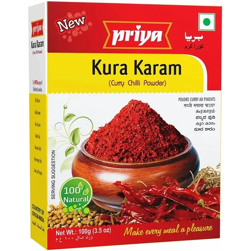 Priya Kura Karam - Curry Chilli Powder (3.5 oz box)